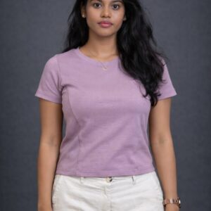 Muted rose panel play crop top