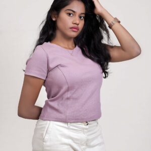 Muted rose panel play crop top