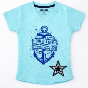 Anchor Graphic Kids Cotton T-Shirt – Aqua Blue