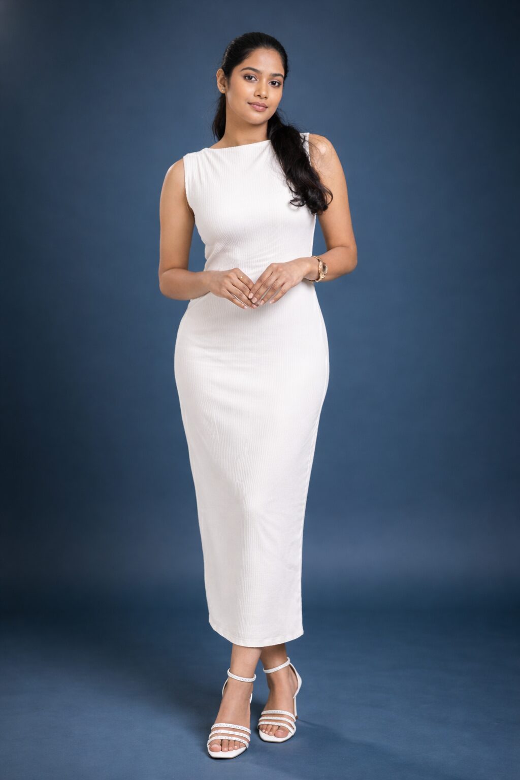 Luxe Pearl Rib Midi Dress - Image 2