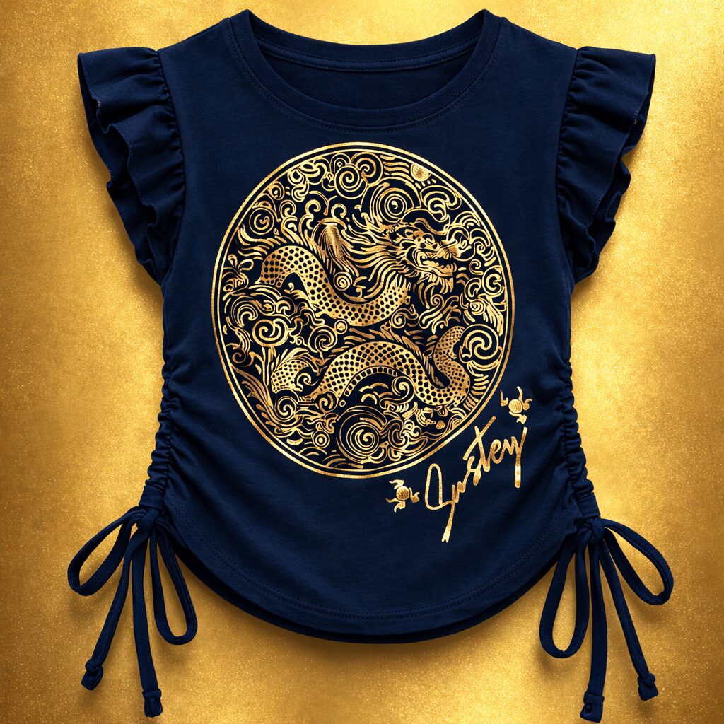 Golden Dragon Cotton Lycra Top - Image 2