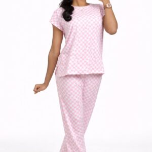 illusion Blush Check Cotton Lounge Set