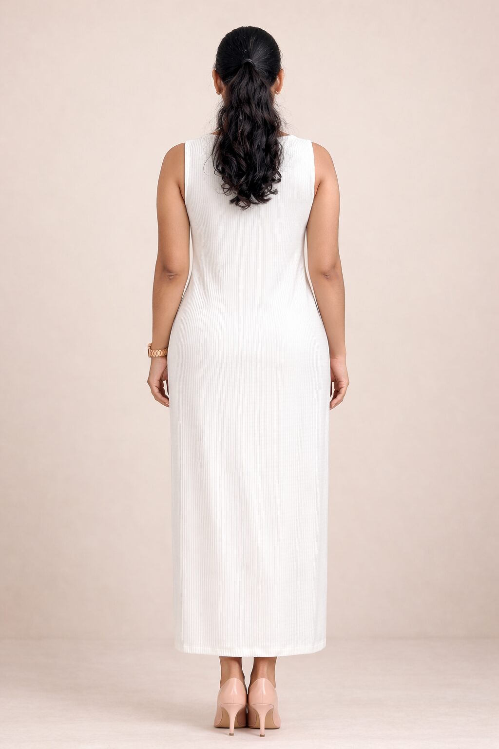 Luxe Pearl Rib Midi Dress - Image 3