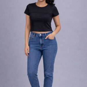 Phantom Black Curve Rib Crop Top