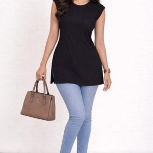 Black Fusion Slit Top