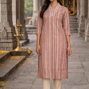 Beige Stripe Kurti